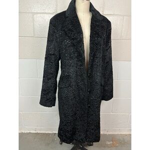 Vintage Black Textured 90s Faux Fur Coat
